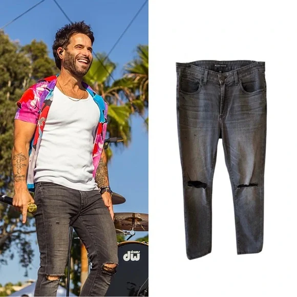 Monfrère Greyson Distressed Black Skinny Jeans 32x32